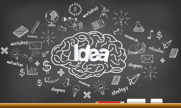 Hersenkop pictogram met meerdere ideeën in het bedrijfsleven. Creativiteit. — Stockvector