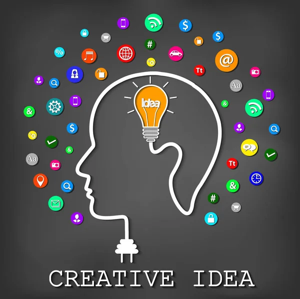 Menschlicher Kopf kreative Idee. Glühbirnen-Symbol. — Stockvektor