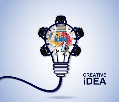 İş toplantısı. yaratıcı fikir kavramı. ampul beyin simgesi. 