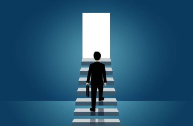 İşadamları merdivenden kapıya doğru yürüyor