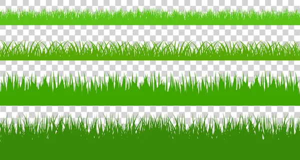 Grote set van verse groene lente gras cartoon grenzen in lengtes en dichtheden — Stockvector