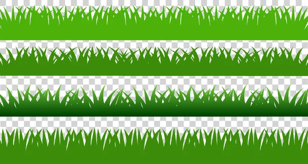 Duży zestaw świeżych zieleni wiosna trawy kreskówek granic w długościach i gęstości — Wektor stockowy