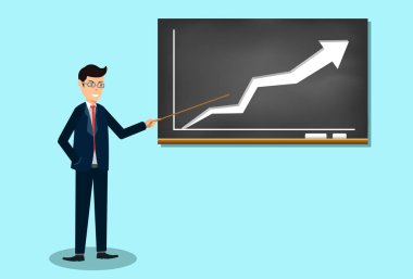 İşadamı büyüyen iş finansmanı mevcut. yaratıcı bir fikir. vektör illüstrasyon