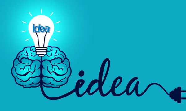 Una idea creativa de tormenta de ideas. cerebro y bombilla icono — Vector de stock