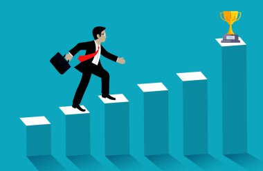 İşadamları bar grafiğini hedefe doğru yürürler. Hedef