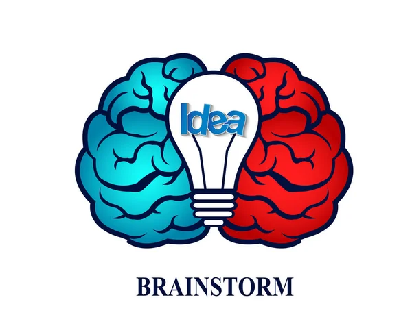 Креативная Идея Мозгового Штурма Икона Мозга Лампочки Концептуальный Бизнес Искра — стоковый вектор