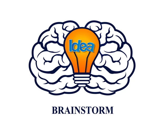 Креативная Идея Мозгового Штурма Икона Мозга Лампочки Концептуальный Бизнес Искра — стоковый вектор
