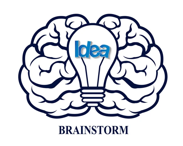 Creatieve Brainstorm Idee Hersenen Gloeilamp Icoon Concept Business Spark Succes — Stockvector