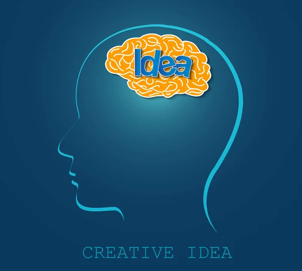 Icono de cerebro de idea creativa cabeza humana. chispa de éxito en los negocios . — Archivo Imágenes Vectoriales