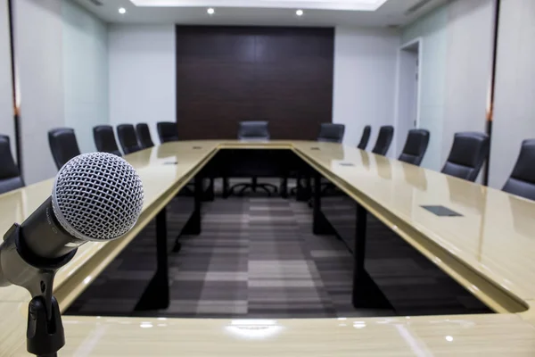 Microphone and modern table boardroom with chair black. luxuriou