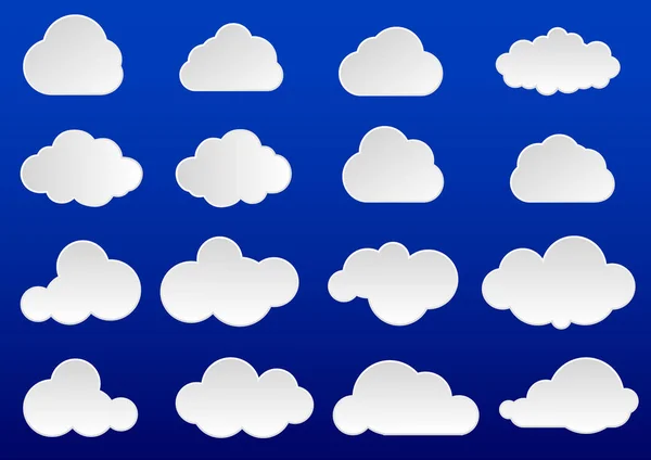 Clouds Set Cartoon Blue Background Vector Illustrations — Stockvector