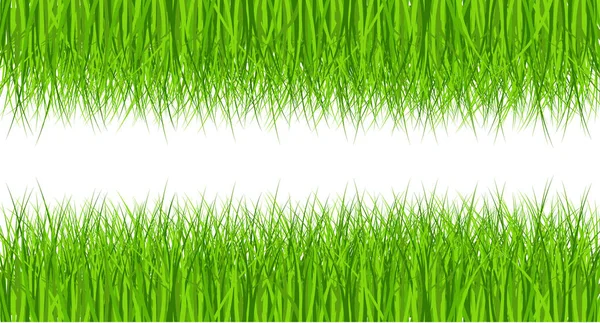 Big Green Grass Borders Set aislado sobre fondo blanco — Vector de stock