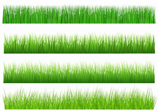 Set Green Grass Varieties Styles Choose Vector Illustrations — Stock Vector