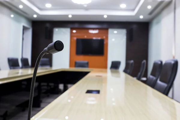 Microphone and modern table boardroom Business  in office. Moder — Stock Photo, Image