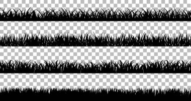 Beyaz bir arka plandan izole edilmiş katı siyah çim koleksiyonu