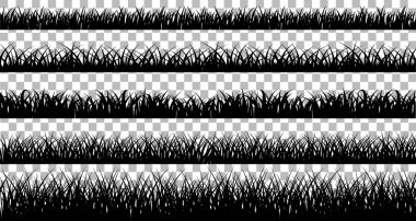 Beyaz bir arka plandan izole edilmiş katı siyah çim koleksiyonu
