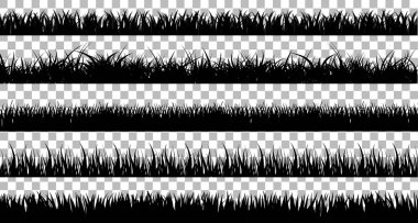 Beyaz bir arka plandan izole edilmiş katı siyah çim koleksiyonu