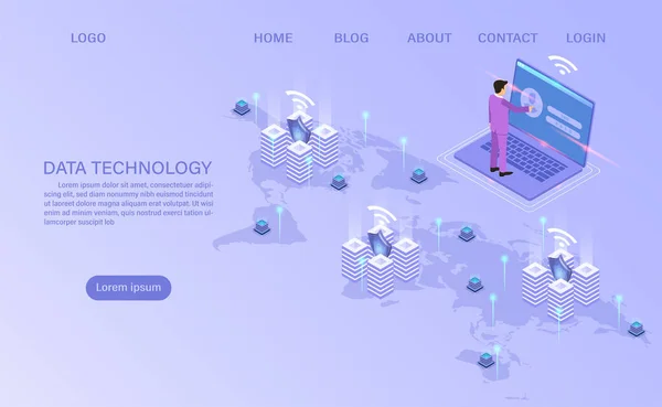 Tecnología informática en línea. Concepto de procesamiento de flujo de Big data — Vector de stock