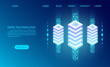 Veritabanı sunucu odası bulut depolama teknolojisi ve veri güvenliği kavramını koruyan büyük veri işleme