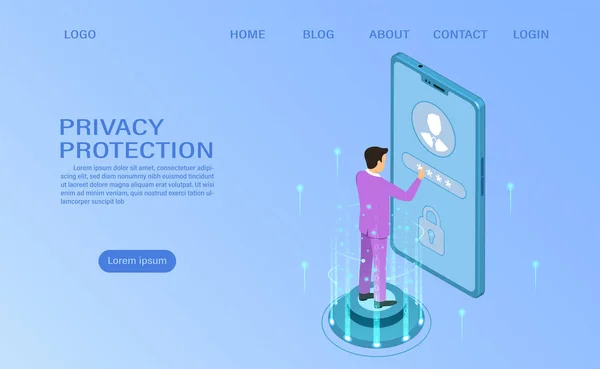 Banner proteger dados e confidencialidade no celular — Vetor de Stock