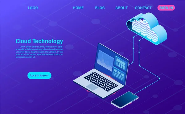 Tecnologia de nuvem moderna e conceito de rede —  Vetores de Stock