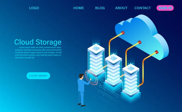 Tecnologia di cloud storage e concetto di rete — Vettoriale Stock