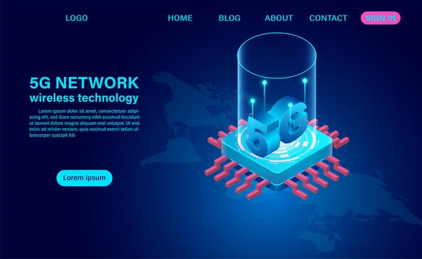 Technologia Bezprzewodowa Dużej Prędkości Izometryczna Płaska Ilustracja Wektora Projektu — Wektor stockowy