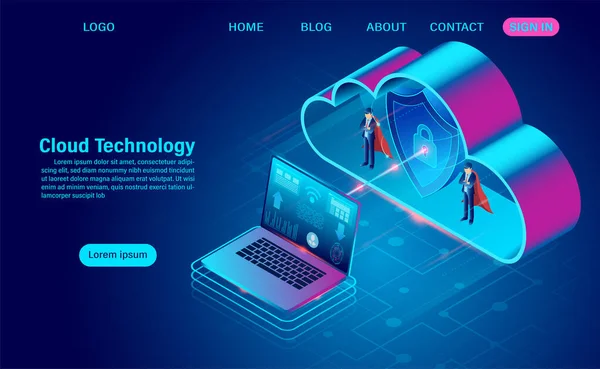 Concetto Tecnologia Cloud Tecnologia Informatica Online Concetto Elaborazione Dei Grandi — Vettoriale Stock