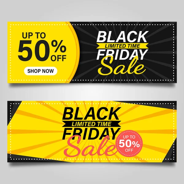 Μαύρο Friday Banner Πρότυπο Σχεδιασμού Κίτρινο Φόντο Εικονογράφηση Διανύσματος — Διανυσματικό Αρχείο