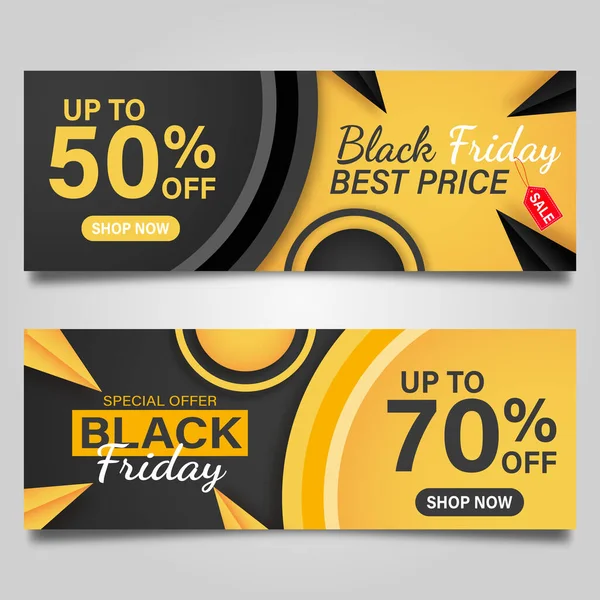 Μαύρο Friday Banner Σχέδιο Πρότυπο Μαύρο Και Κίτρινο Φόντο Εικονογράφηση — Διανυσματικό Αρχείο