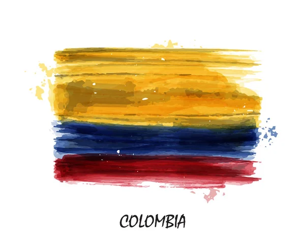 Bandera Realista Pintura Acuarela Colombia Vector — Archivo Imágenes Vectoriales