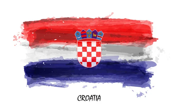 Aquarelle Réaliste Drapeau Croatie Vecteur — Image vectorielle