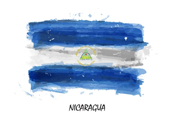 Bandeira Pintura Aquarela Realista Nicarágua Vetor — Vetor de Stock