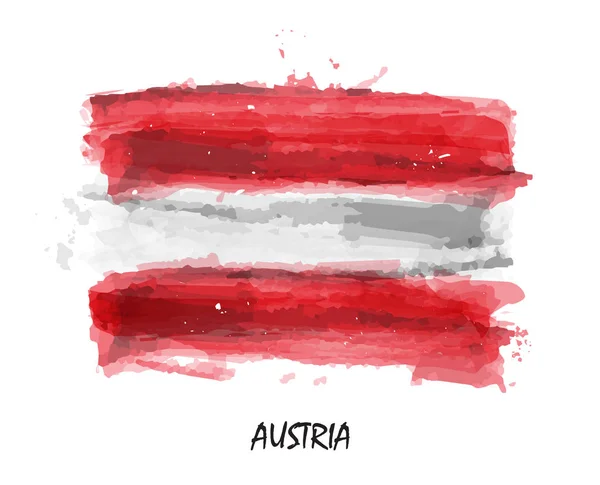 Bandera Realista Pintura Acuarela Austria Vector — Vector de stock