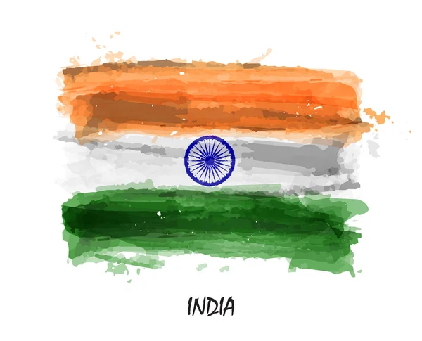 Bandera Realista Pintura Acuarela India Vector — Archivo Imágenes Vectoriales