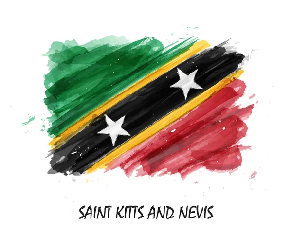 Bandeira Pintura Aquarela Realista Saint Kitts Nevis Vetor — Vetor de Stock