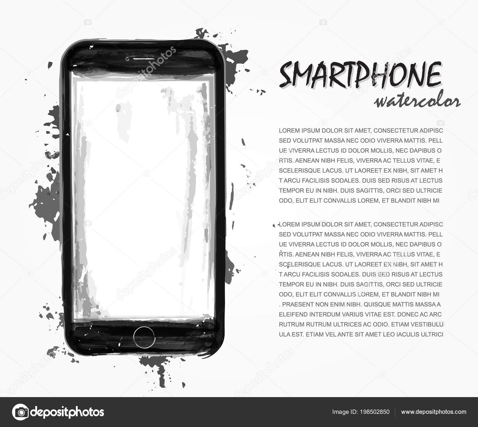 Acquerello Pittura Realistica Smartphone Con Liniziale