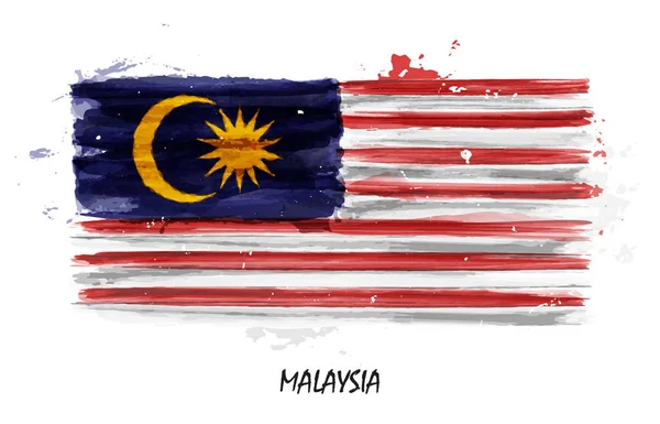 Realistic Watercolor Painting Flag Malaysia Vector — Stock Vector