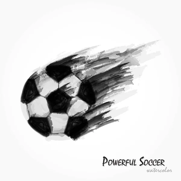 Pintura Aquarela Realista Futebol Poderoso Tiro Futebol Conceito Artístico Desportivo —  Vetores de Stock