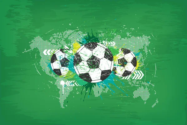 Grunge Fond Abstrait Football Avec Carte Monde Particules Poussière Sur — Image vectorielle