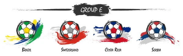 Ensemble Football Football Équipe Nationale Groupe Aquarelle Peinture Art Design — Image vectorielle