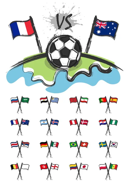 Футбол Всему Миру Набором Флагов Национальной Футбольной Команды Редактирования Этого — стоковый вектор