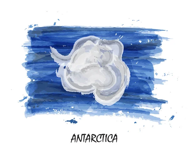 Bandera Realista Pintura Acuarela Antártida Vector — Archivo Imágenes Vectoriales