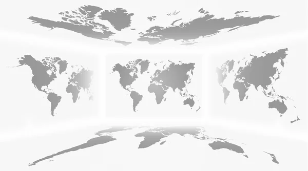 Sala Perspectiva Conjunto Todos Lados Mapa Mundo Fundo Vetor — Vetor de Stock
