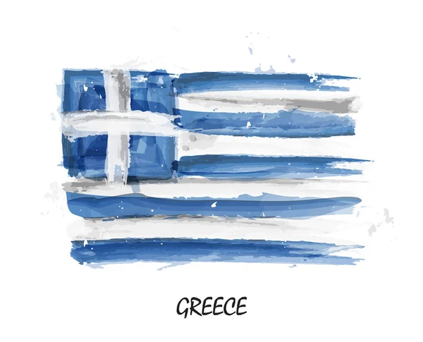 Aquarelle Réaliste Drapeau Grèce Vecteur — Image vectorielle