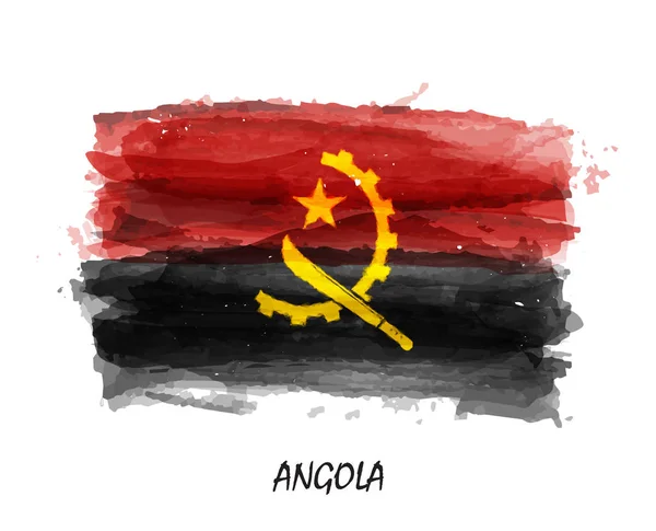 Realistische Aquarel Vlag Van Angola Vector Niet Automatisch Traceren Gebruik — Stockvector