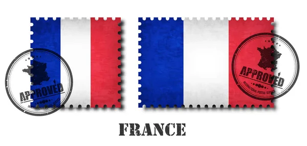 Francia Bandiera Francese Francobollo Con Grunge Vecchia Grunge Gratta Vinci — Vettoriale Stock