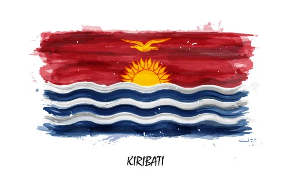Bandera Realista Pintura Acuarela Kiribati Vector Rastreo Automático Usar Pincel — Archivo Imágenes Vectoriales