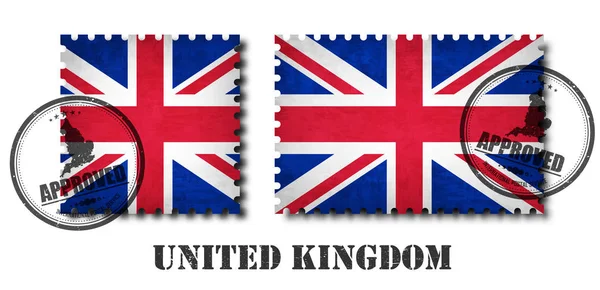Сполучене Королівство Великобританії Прапор Візерунок Поштова Марка Гранж Старі Скретч — стоковий вектор