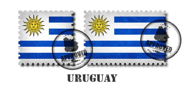 Uruguayaanse Uruguay Vlag Patroon Postzegel Met Grunge Oude Kras Textuur — Stockvector